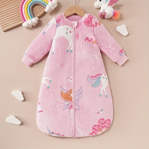 Plüsch Winterschlafsack mit Einhornprint – Weicher und Märchenhafter Schlafkomfort für Kinder