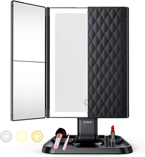 Lumière Make-up Spiegel mit LED Beleuchtung – Verstellbare Vergrößerung und Stilvolle Aufbewahrung