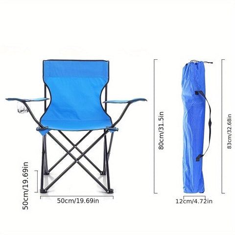 Zusammenklappbarer Campingstuhl mit Seitentasche - Robustes Stahlgestell für Outdoor-Aktivitäten