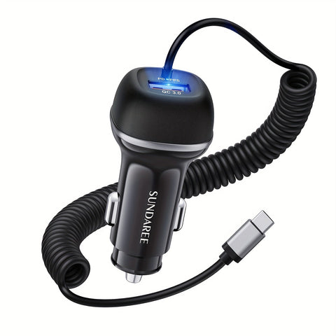 Schnell aufladbarer USB-C 51W Autolader – Für superschnelles Aufladen mehrerer Geräte