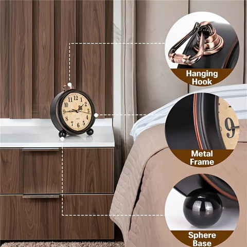 Retro Metallwecker mit stilvollem Uhrwerk – Klassisches Tischformat für Schlafzimmer oder Büro