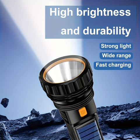 SolarBeam LED Taschenlampe - Wiederaufladbar mit Solarpanel & USB