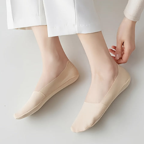 5 Paar Ice Silk Socken – Atmungsaktive und Rutschfeste Unsichtbare Socken für Damen