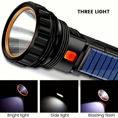 SolarBeam LED Taschenlampe - Wiederaufladbar mit Solarpanel & USB