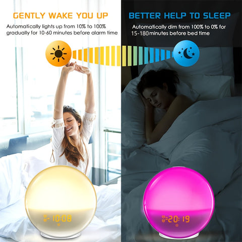 Halo Light Digitale Wecker – Sonnenaufgangswecker mit USB-Stromversorgung und Doppelalarmfunktion
