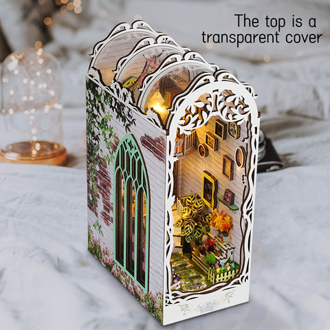 3D Holzpuzzle Haus – Weißes Blumenhaus mit Beleuchtung und Staubschutz