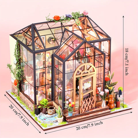 Miniatur Gewächshaus Bücher Ecke – DIY 3D Modell mit LED Beleuchtung