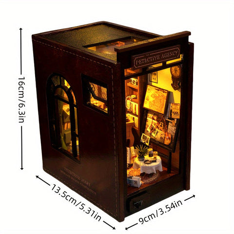 Detektivbüro DIY Miniaturhaus – 3D Puzzle-Set mit Beleuchtung für kreative Hobbyisten