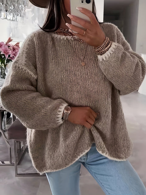 Off-Shoulder Farbblock Pullover - Lässig und Bequem für Herbst und Winter