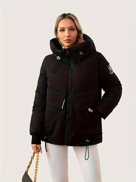 Moderne Winterjacke mit Verstellbarer Kapuze und Taille – Gepolstertes Design für Maximale Wärme und Komfort