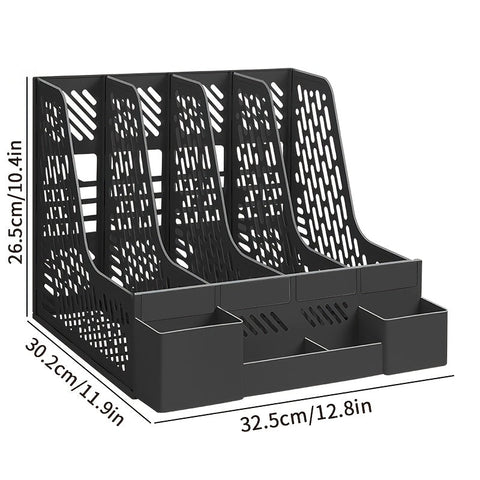 Desktop Dokumentenorganizer – 4 Fächer, Platzsparend, Abnehmbar und Geeignet für Büromaterialien