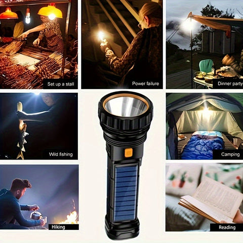 SolarBeam LED Taschenlampe - Wiederaufladbar mit Solarpanel & USB