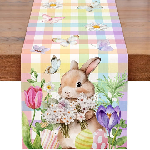Osterhase Tischläufer mit Schmetterlingen – Fröhliche Frühlingsdekoration für Deinen Tisch