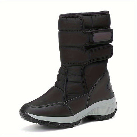 Damen Mid-Cut Schneestiefel – Warme Winterstiefel mit Rutschfester Sohle und Klettverschluss