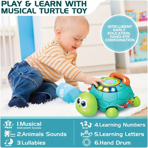 Interaktives Musikalisches Schildkröten-Spielzeug für Kinder – Bildungsreich und Lehrreich, Mit Lichtern und Geräuschen