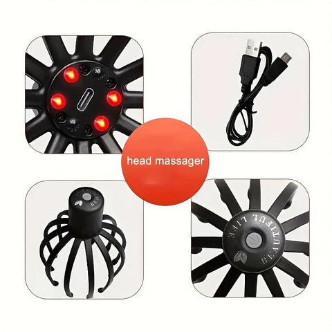 Elektrische Octopus Kopfhautmassagegerät – USB Aufladbar und Kompakt