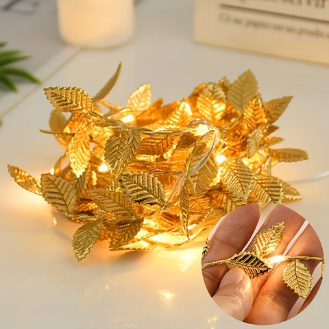 Goldene Blätter Lichterkette - Elegante Beleuchtung für Tischdekoration und Feiern