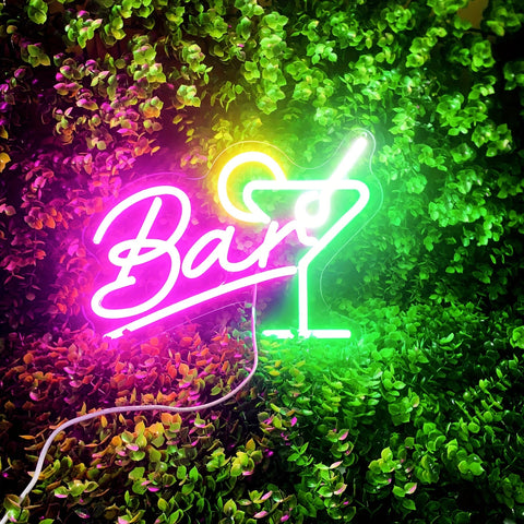 Dimmbare LED Neon Bar-Schild – USB-betrieben mit Dimmer