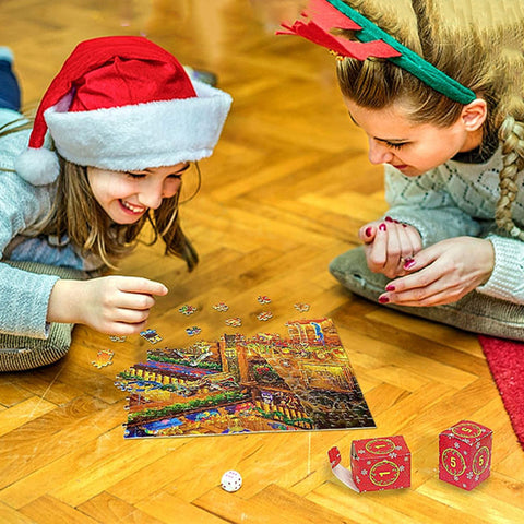 Weihnachts-Puzzle-Adventskalender – 1008 Teile, Täglicher Puzzle-Spaß