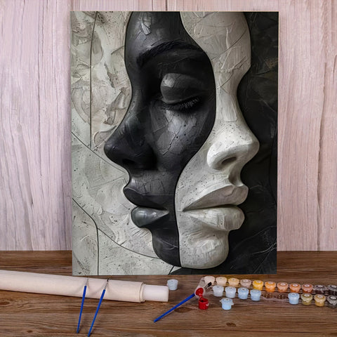 Abstract Weibliches 3D Porträt – DIY Leinwand Set für Kunstliebhaber