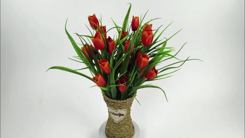 Set aus 6 Bundles Kunst-Tulpen – UV-beständig und realistisch für Garten- und Innendekoration