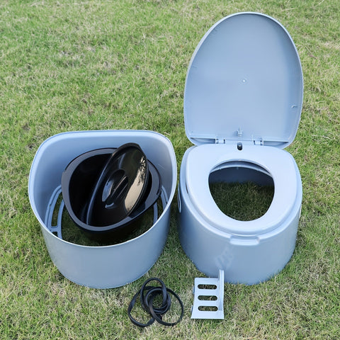 Portables Graues PVC-Toilette - Komfortabel und Praktisch für Camping und Notfälle
