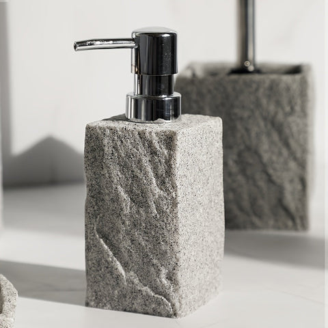 Graues Resin Badezimmer Set – Luxuriöses Set aus 4 Teilen für ein Elegantes Badezimmer