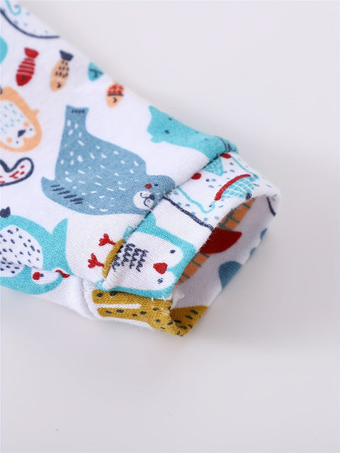3-teiliges Baby-Overall-Set mit Tiermotiven – Lange Ärmel für Aktivitäten im Freien