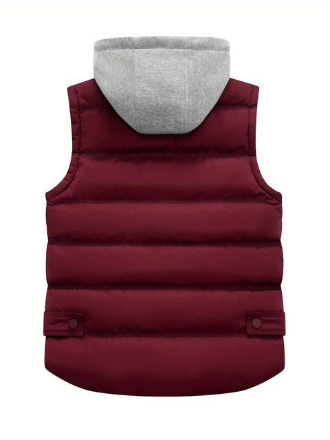 Gepolsterte Damenweste mit Kapuze – Stilvolle und Warme Winterjacke ohne Ärmel