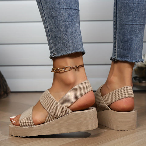 Schicke und Bequeme Damensandalen – Plattform Sommer Slip-Ons mit Dicke Sohle und Runder Spitze