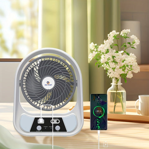 Tragbarer Solarenergie Ventilator und Nachtlicht – Multifunktional und Wiederaufladbar