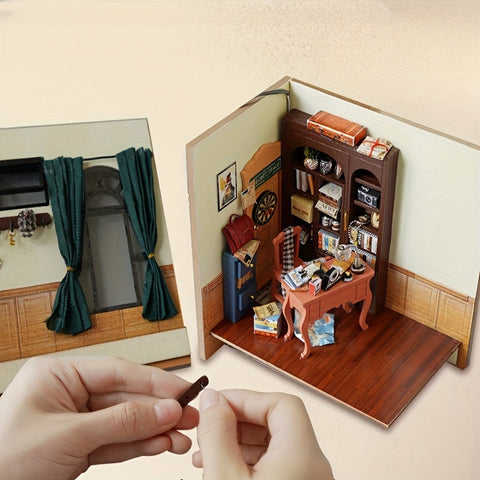 Detektivbüro DIY Miniaturhaus – 3D Puzzle-Set mit Beleuchtung für kreative Hobbyisten