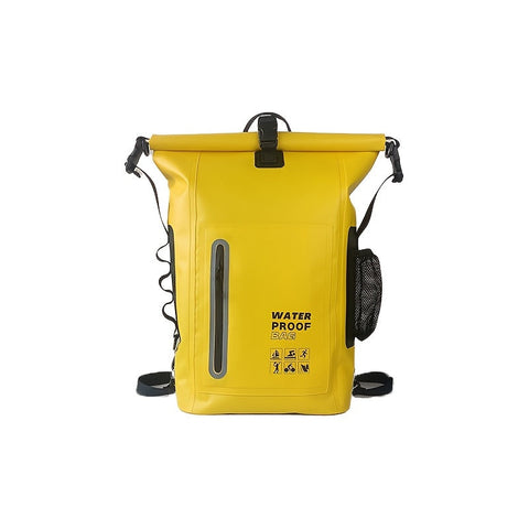 Wasserdichter 25L Roll-Top Rucksack mit mehreren Fächern, robuster Schnallenversiegelung und Netz-Seitentasche