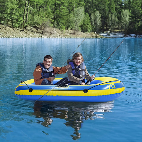 Aufblasbares Fischerboot Set – Leichtes PVC Boot für 2 Personen mit Paddeln