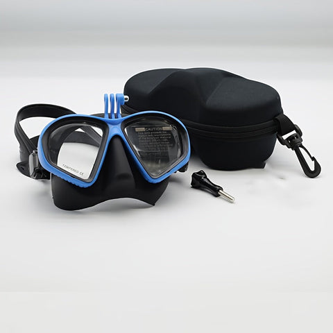 Temperiertes Tauchermaske mit Aufbewahrungstasche - Tauchbrille mit Anti-Beschlag und Kamerahalterung