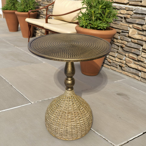 Handgefertigter Wassergras Couchtisch – Antik Bronze Look