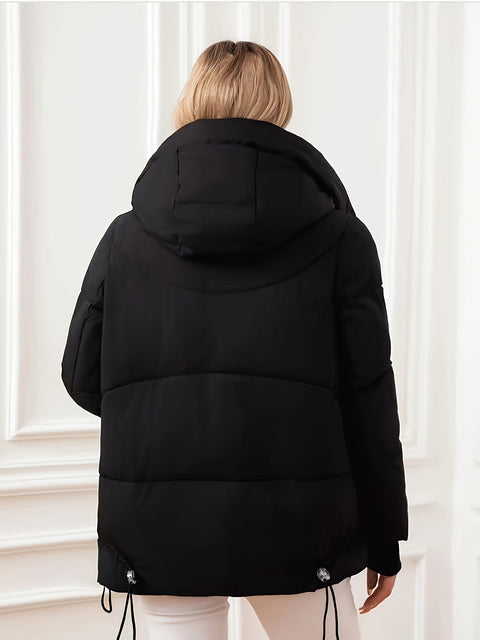 Moderne Winterjacke mit Verstellbarer Kapuze und Taille – Gepolstertes Design für Maximale Wärme und Komfort