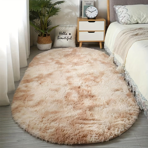 Plüsch Ovaler Teppich – Weicher und Stilvoller Teppich für Schlafzimmer und Wohnzimmer Dekoration