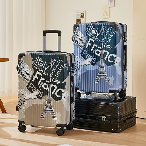 Luxe Graffiti Koffer mit Raum-Thema – 24 Zoll Flugkoffer mit Spinner-Rädern und TSA-Schloss
