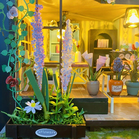 DIY Miniatur Gewächshaus-Haus mit Beleuchtung – Handgefertigtes 3D Puzzle für kreative Dekoration