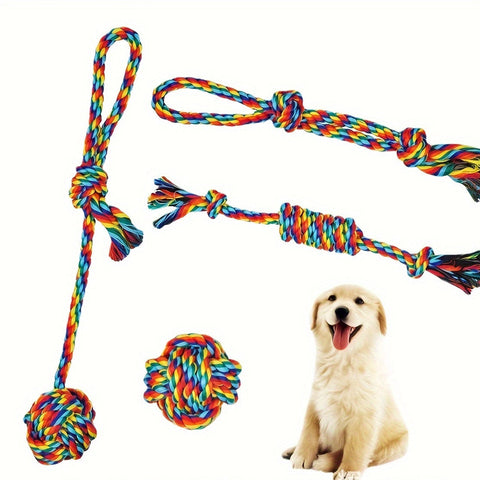 4-teiliges Hundespielzeugset – Ideal zum Kauen, Beißen und Spielen
