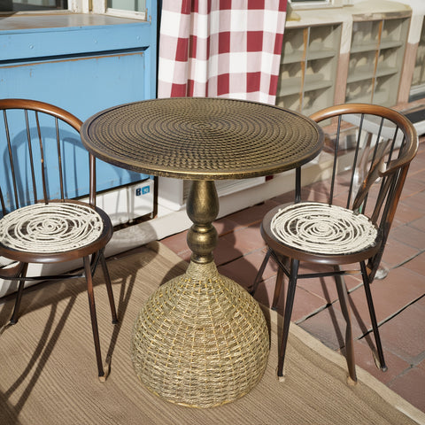 Handgefertigter Wassergras Couchtisch – Antik Bronze Look