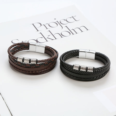Verfeinerte Geflochtene Lederarmband - Für den Stilvollen Mann