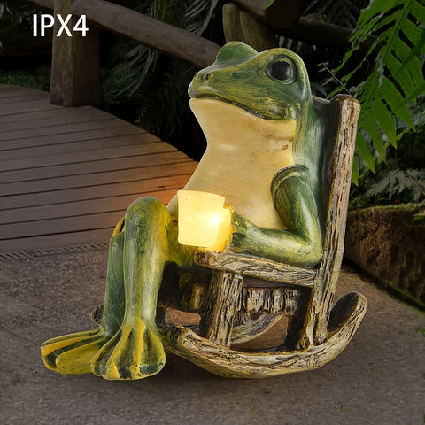 Entspannter Kermit Solar Figur – Stimmungsvoll und Wetterbeständig