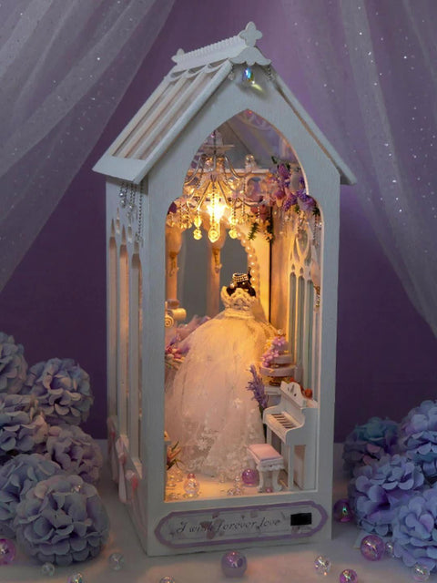 DIY Brautkleid Puppenhaus – 3D Baukasten mit Beleuchtung und dekorativen Möbeln