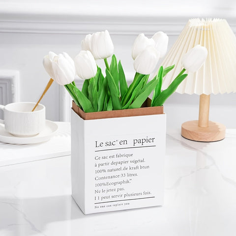Set von 10 Künstlichen Weißen Tulpen – Perfekt für Hochzeiten, Fotografie und Innendekoration
