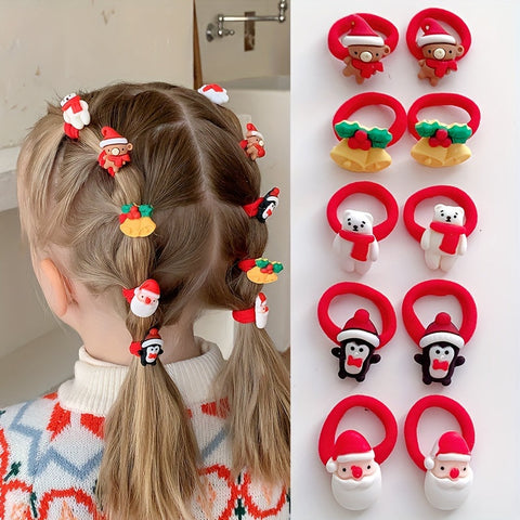 Festliche Weihnachts-Haarband-Set - 10 Stück für märchenhafte Stylings