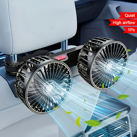 Tragbarer Doppel-Autoventilator – 5-Blatt 360° Drehbar Ultra-Leise