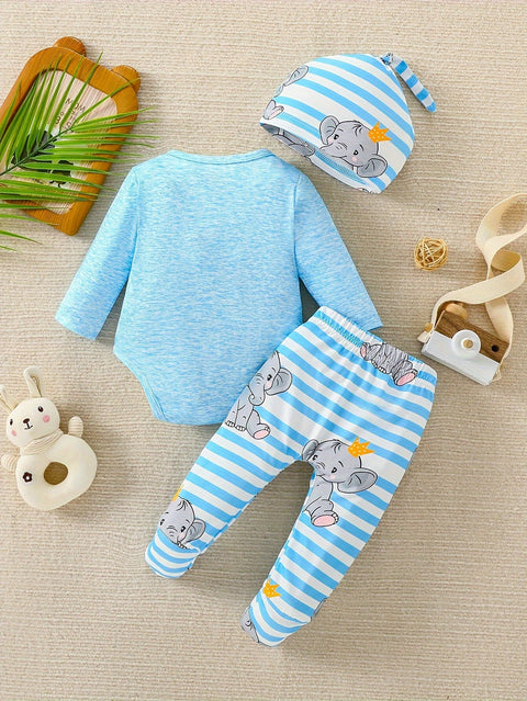 Baby Elefant Outfit Set – Overall, Hose und Mütze für ein Fröhliches Abenteuer