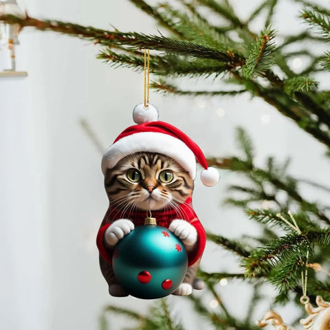 Katzen Weihnachts Ornament - Niedliche Festliche Baumdekoration